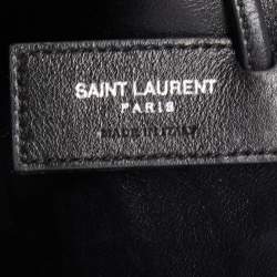 Pre Owned Saint Laurent Black Croc Embossed Leather Mini Emmanuelle Bucket Bag