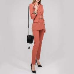 Pre Owned Saint Laurent Black Croc Embossed Leather Mini Emmanuelle Bucket Bag