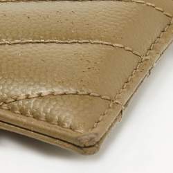 Saint Laurent Green Matelassé Leather Cassandre Card Holder