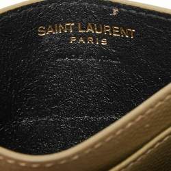 Saint Laurent Green Matelassé Leather Cassandre Card Holder