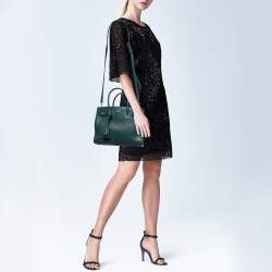 Pre Owned Saint Laurent Dark Green Leather Baby Classic Sac De Jour Tote