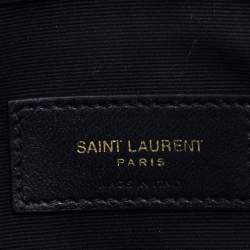 Saint Laurent Beige/Black Striped Canvas and Leather Medium Uptown Clutch