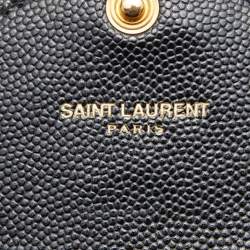 Pre Owned Saint Laurent Black Matelassé Leather Cassandre Continental Wallet