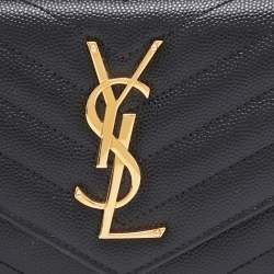 Pre Owned Saint Laurent Black Matelassé Leather Cassandre Continental Wallet