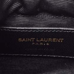 Pre Owned Saint Laurent Black Beads and Leather Fringed Small Shoulder Bag