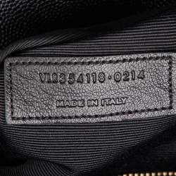 Saint Laurent Black Matelassé Leather Large Monogram Envelope Shoulder Bag