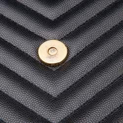 Saint Laurent Black Matelassé Leather Large Monogram Envelope Shoulder Bag