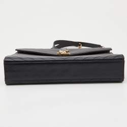 Saint Laurent Black Matelassé Leather Large Monogram Envelope Shoulder Bag