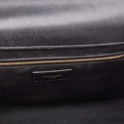 Saint Laurent Black Matelassé Leather Large Monogram Envelope Shoulder Bag