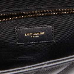 Saint Laurent Black Matelassé Leather Large Monogram Envelope Shoulder Bag