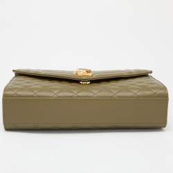 Pre Owned Saint Laurent Green Mix Matelassé Leather Medium Envelope Chain Bag
