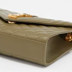 Pre Owned Saint Laurent Green Mix Matelassé Leather Medium Envelope Chain Bag