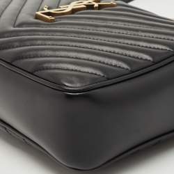 Saint Laurent Black Matelassé Leather Lou Camera Crossbody Bag