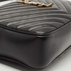 Saint Laurent Black Matelassé Leather Lou Camera Crossbody Bag