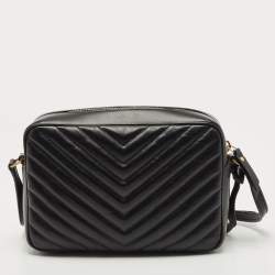 Saint Laurent Black Matelassé Leather Lou Camera Crossbody Bag