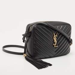 Saint Laurent Black Matelassé Leather Lou Camera Crossbody Bag