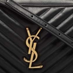 Saint Laurent Black Matelassé Leather Lou Camera Crossbody Bag