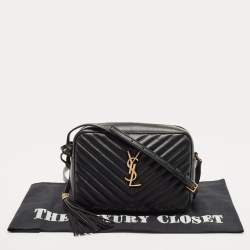 Saint Laurent Black Matelassé Leather Lou Camera Crossbody Bag