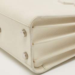 Saint Laurent White Leather Nano Classic Sac De Jour Tote