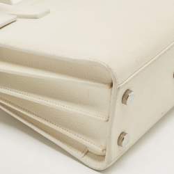 Saint Laurent White Leather Nano Classic Sac De Jour Tote