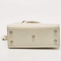 Saint Laurent White Leather Nano Classic Sac De Jour Tote