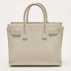 Saint Laurent White Leather Nano Classic Sac De Jour Tote