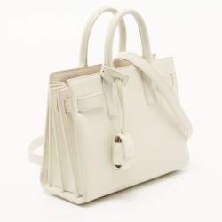 Saint Laurent White Leather Nano Classic Sac De Jour Tote