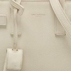 Saint Laurent White Leather Nano Classic Sac De Jour Tote