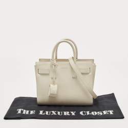 Saint Laurent White Leather Nano Classic Sac De Jour Tote