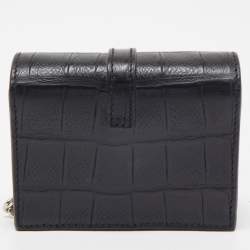 Saint Laurent Black Croc Embossed Leather Mini Candy Chain Wallet