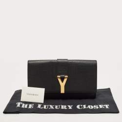 Saint Laurent Black Leather Y-Ligne Clutch