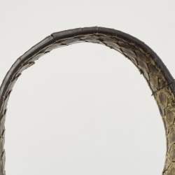 Pre Owned Saint Laurent Green/Black Python Nano Classic Sac De Jour Tote