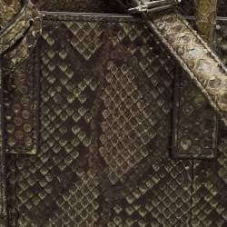 Pre Owned Saint Laurent Green/Black Python Nano Classic Sac De Jour Tote