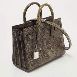 Pre Owned Saint Laurent Green/Black Python Nano Classic Sac De Jour Tote
