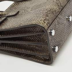 Pre Owned Saint Laurent Green/Black Python Nano Classic Sac De Jour Tote