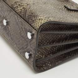 Pre Owned Saint Laurent Green/Black Python Nano Classic Sac De Jour Tote