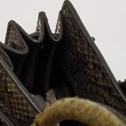 Pre Owned Saint Laurent Green/Black Python Nano Classic Sac De Jour Tote