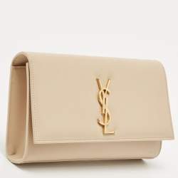 Saint Laurent Beige Leather Kate Clutch