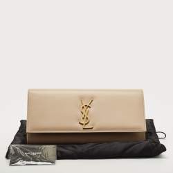 Saint Laurent Beige Leather Kate Clutch