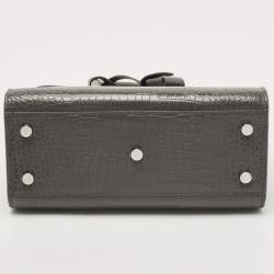 Pre Owned Saint Laurent Grey Croc Embossed Leather Baby Classic Sac De Jour Tote