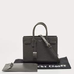 Pre Owned Saint Laurent Grey Croc Embossed Leather Baby Classic Sac De Jour Tote