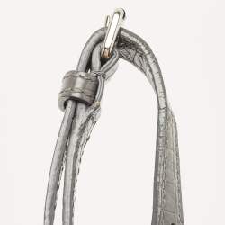 Pre Owned Saint Laurent Grey Croc Embossed Leather Baby Classic Sac De Jour Tote