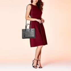 Pre Owned Saint Laurent Grey Croc Embossed Leather Baby Classic Sac De Jour Tote