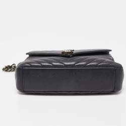 Pre Owned Saint Laurent Black Matelasse Leather Medium College Top Handle Bag