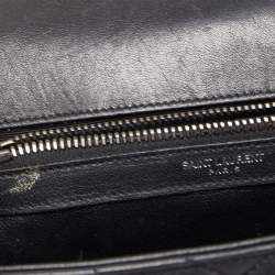 Pre Owned Saint Laurent Black Matelasse Leather Medium College Top Handle Bag