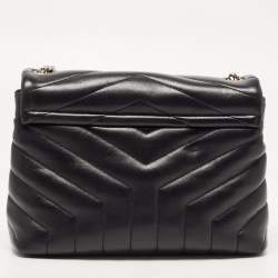 Pre Owned Saint Laurent Black Leather Small Loulou Shoulder Bag
