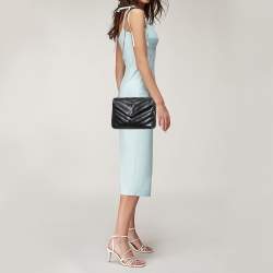 Pre Owned Saint Laurent Black Leather Small Loulou Shoulder Bag