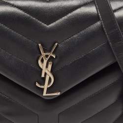 Pre Owned Saint Laurent Black Leather Small Loulou Shoulder Bag