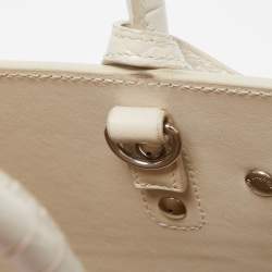 Saint Laurent White Croc Leather Nano Classic Sac De Jour Tote