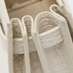 Saint Laurent White Croc Leather Nano Classic Sac De Jour Tote